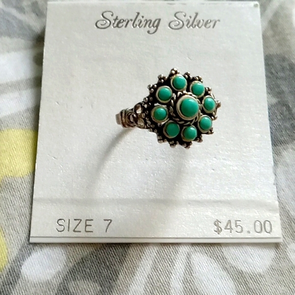 🩵GORGEOUS!/ TORQUOISE GEMSTONES FLOWER RING💞 - Picture 5 of 5